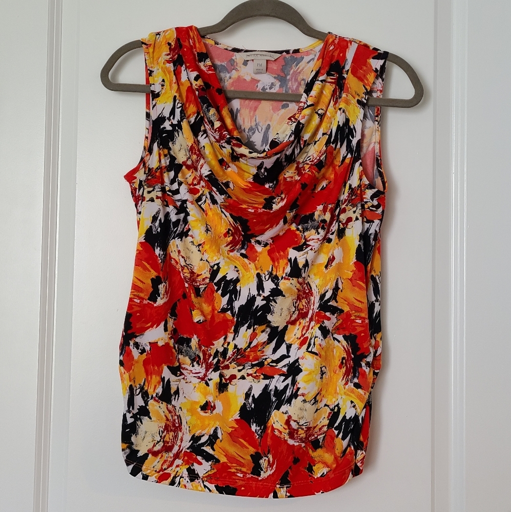 Petite Med warm colors grecian neck work wear